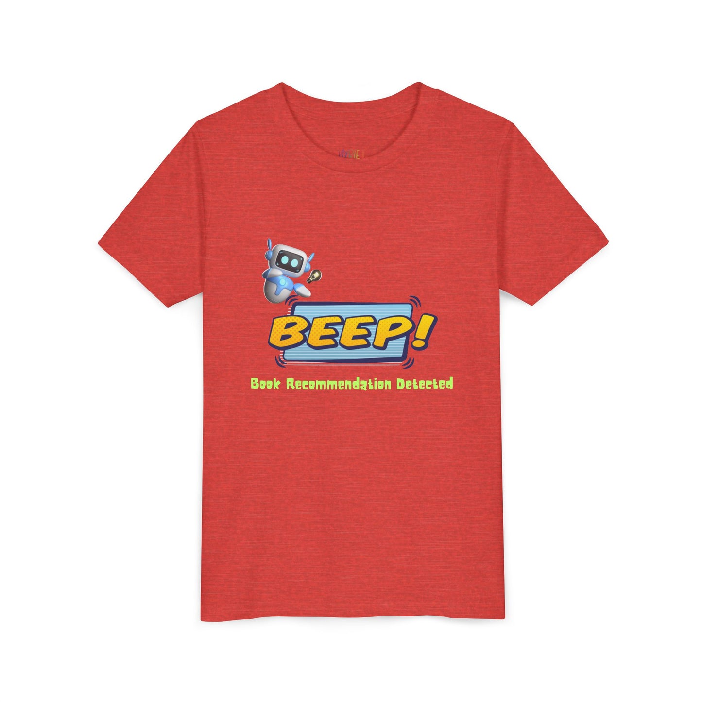 Youth BEEP! Tee – Book Recommendation Detected, Robot-Approved Reads, Perfect for young readers with high-tech taste and top-tier book picks.