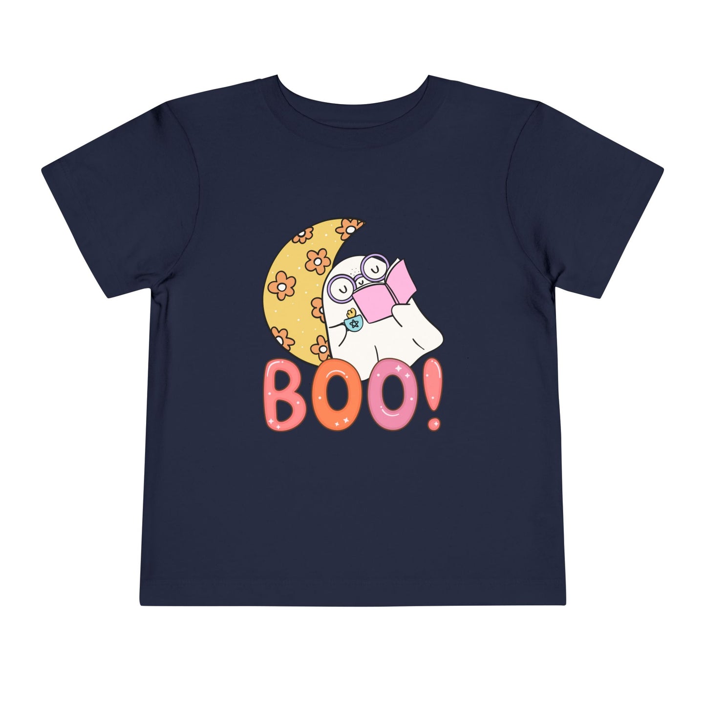 Toddler Halloween "Boo!" Ghost Reader Tee β Spooky Cute Bookish Shirt