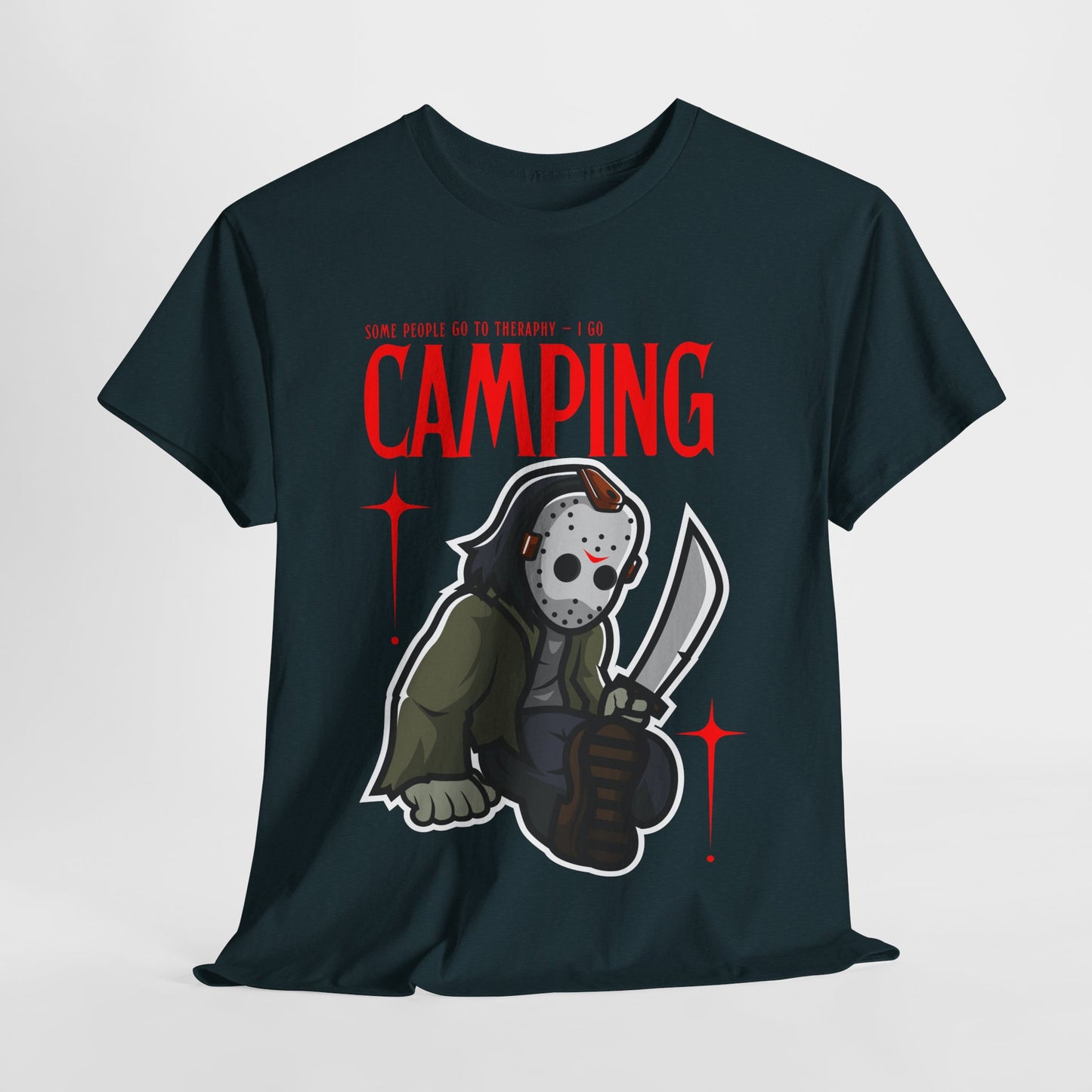 Teen/Adult Unisex Camping Horror T-Shirt β Slasher Parody Graphic Tee