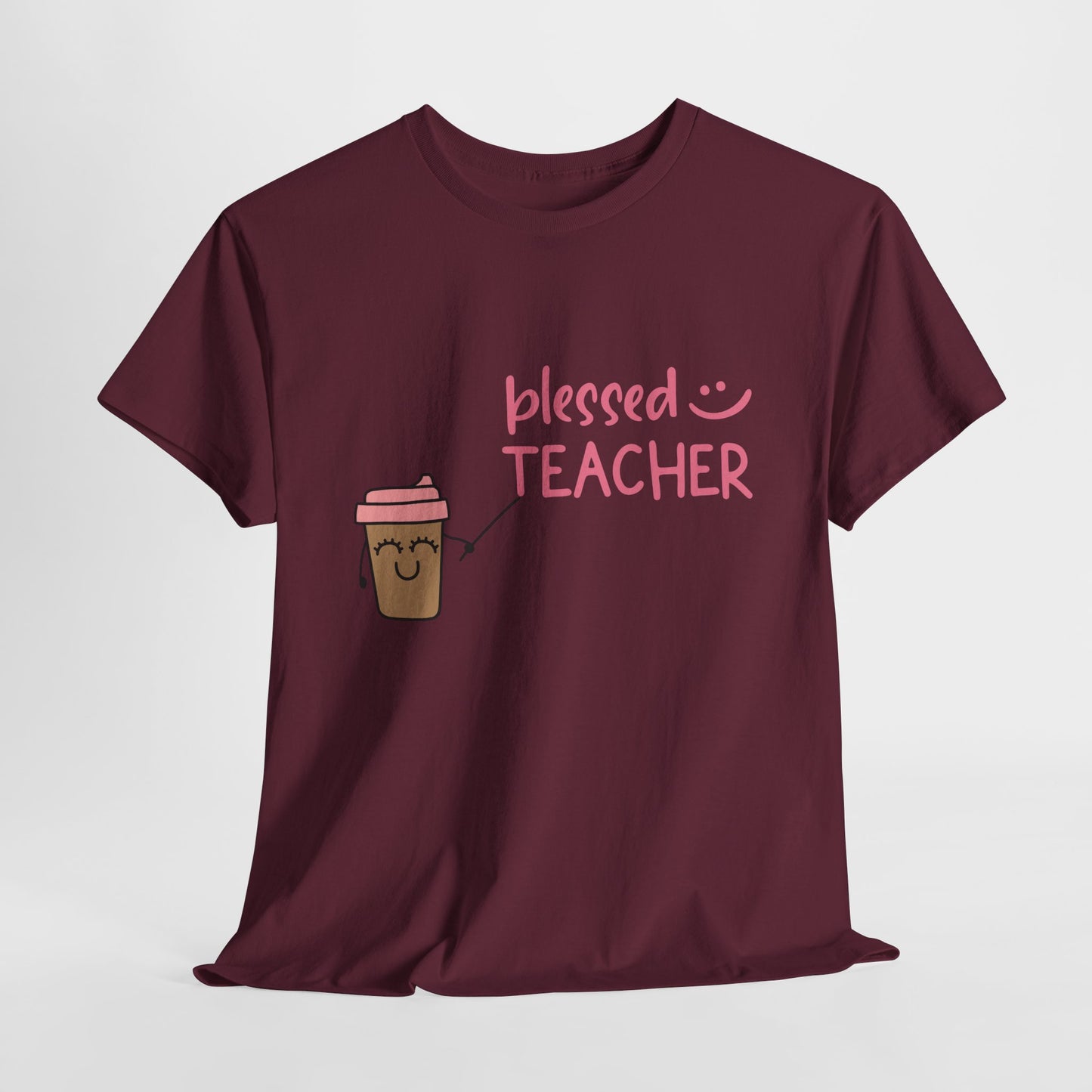 Teen/Adult Unisex Blessed Teacher Coffee Tee – Cute & Cozy for Caffeinated Educators