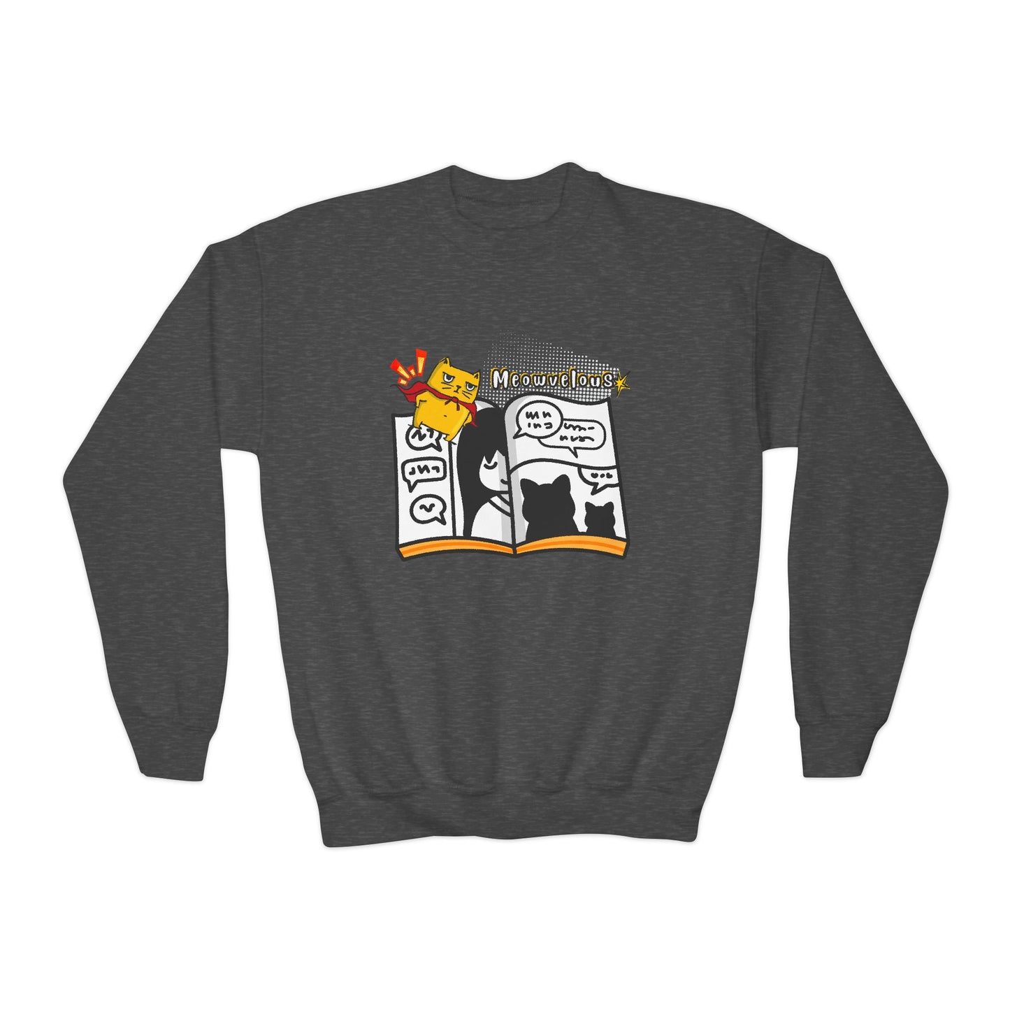 Youth Meowvelous Sweatshirt β Super Cat, Super Stories!