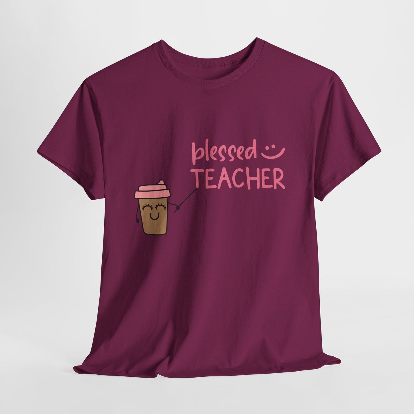 Teen/Adult Unisex Blessed Teacher Coffee Tee – Cute & Cozy for Caffeinated Educators