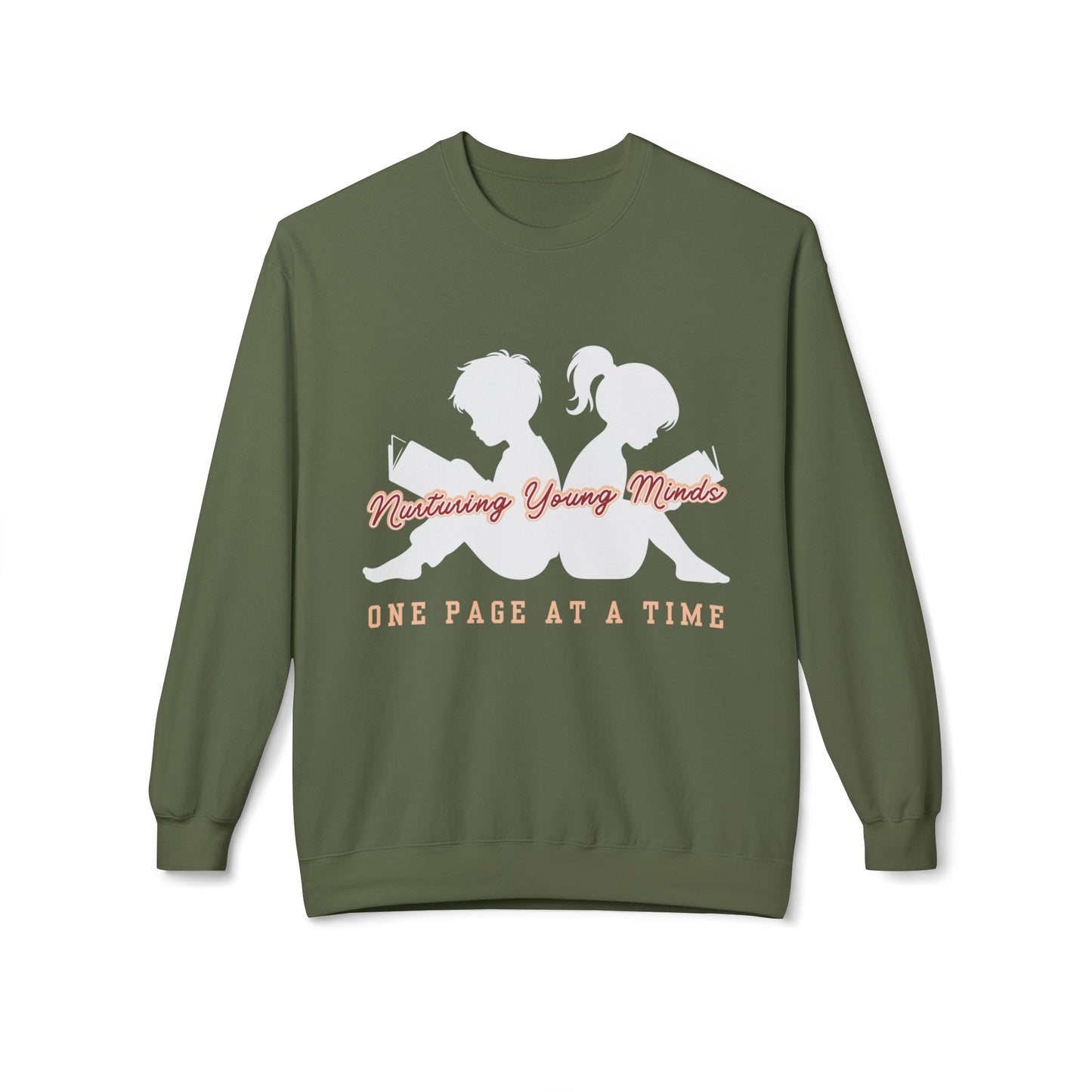Teen/Adult Unisex Nurturing Young Minds Sweatshirt – One Page at a Time Teacher Crewneck