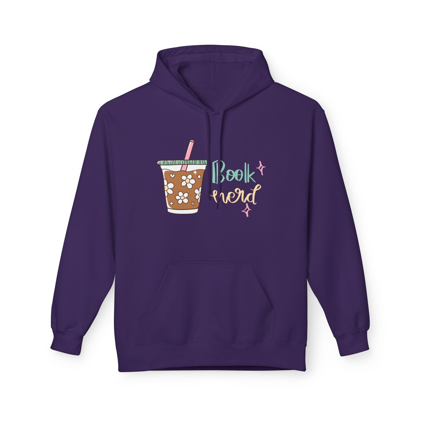 Teen/Adult Unisex Book Nerd Hoodie – Iced Coffee and Reading Vibes Design