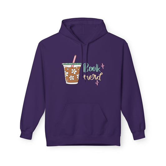 Teen/Adult Unisex Book Nerd Hoodie – Iced Coffee and Reading Vibes Design