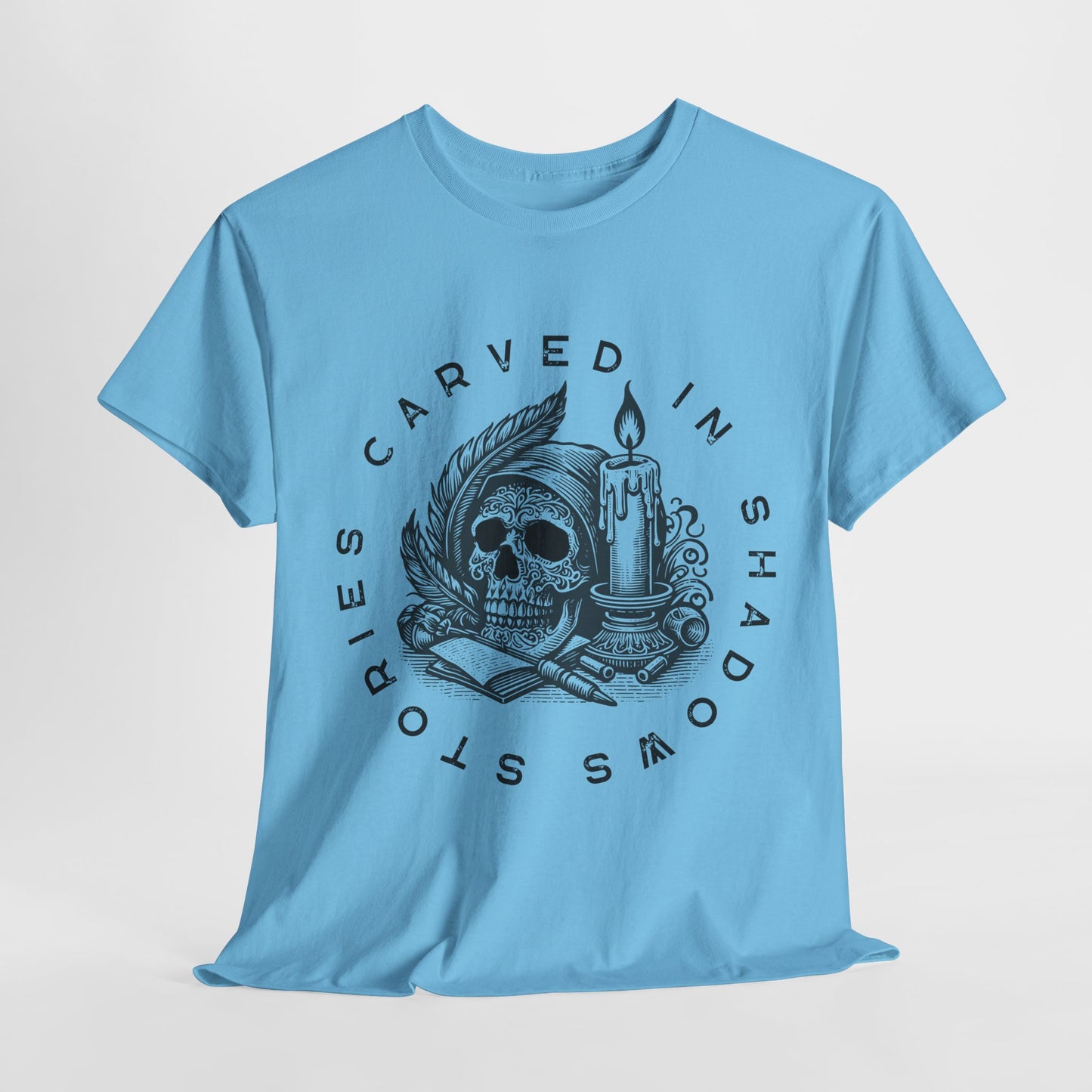 Teen/Adult Unisex Stories Carved in Shadows T-Shirt – Gothic Horror Reader Tee