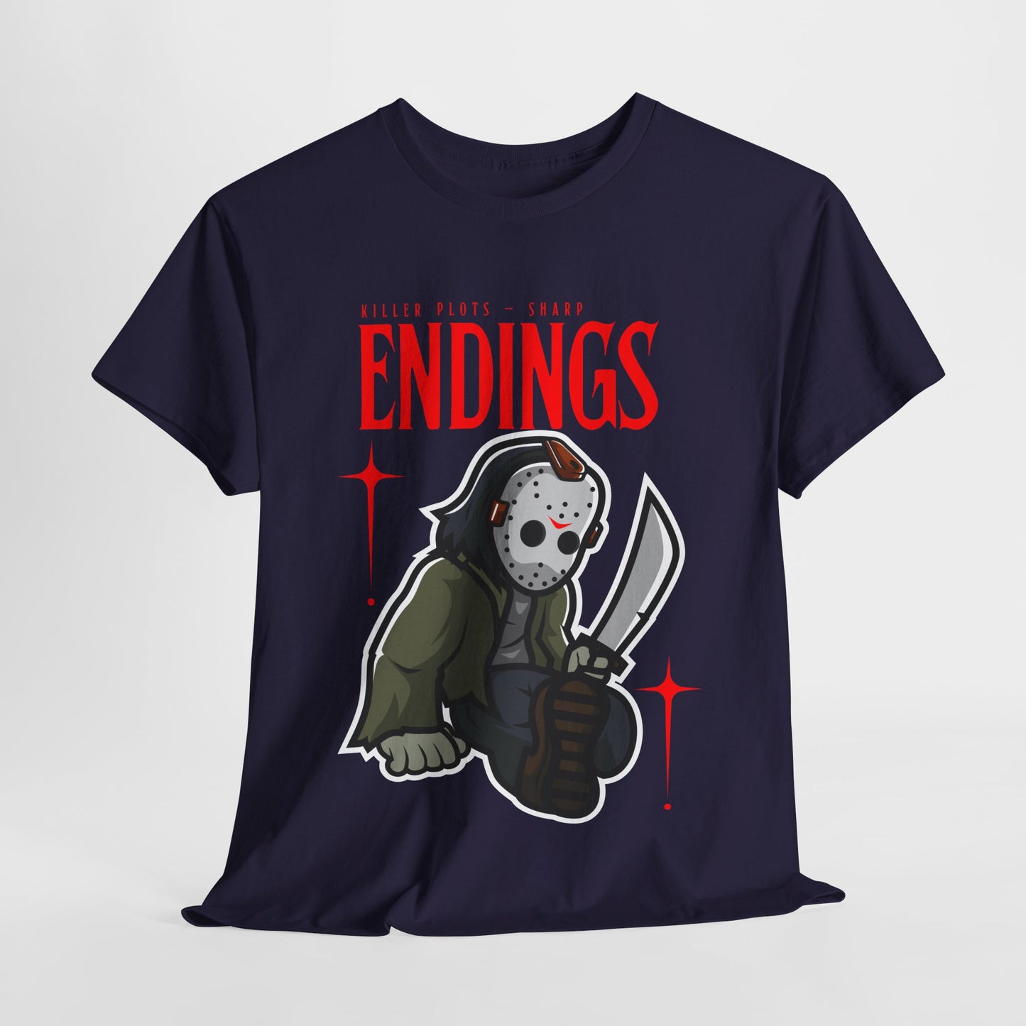 Teen/Adult Unisex Killer Plots, Sharp Endings T-Shirt – Horror Slasher Graphic Tee