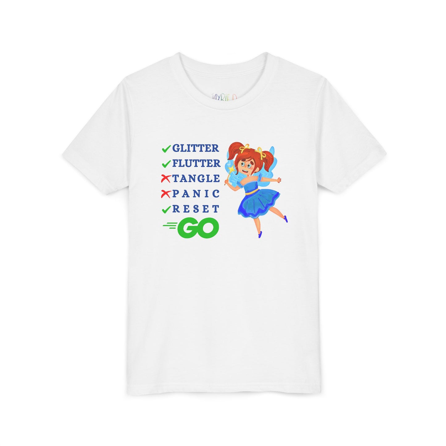 Youth Glitter. Flutter. Reset. GO. Tee – Bounce Back Like a Pro