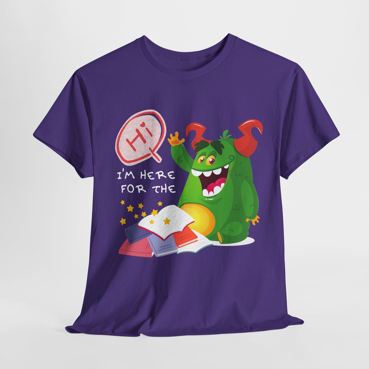Teen/Adult Unisex “I’m Here for the Storytime” Tee – Cute Bookish Shirt for Fun-Loving Readers & Librarians