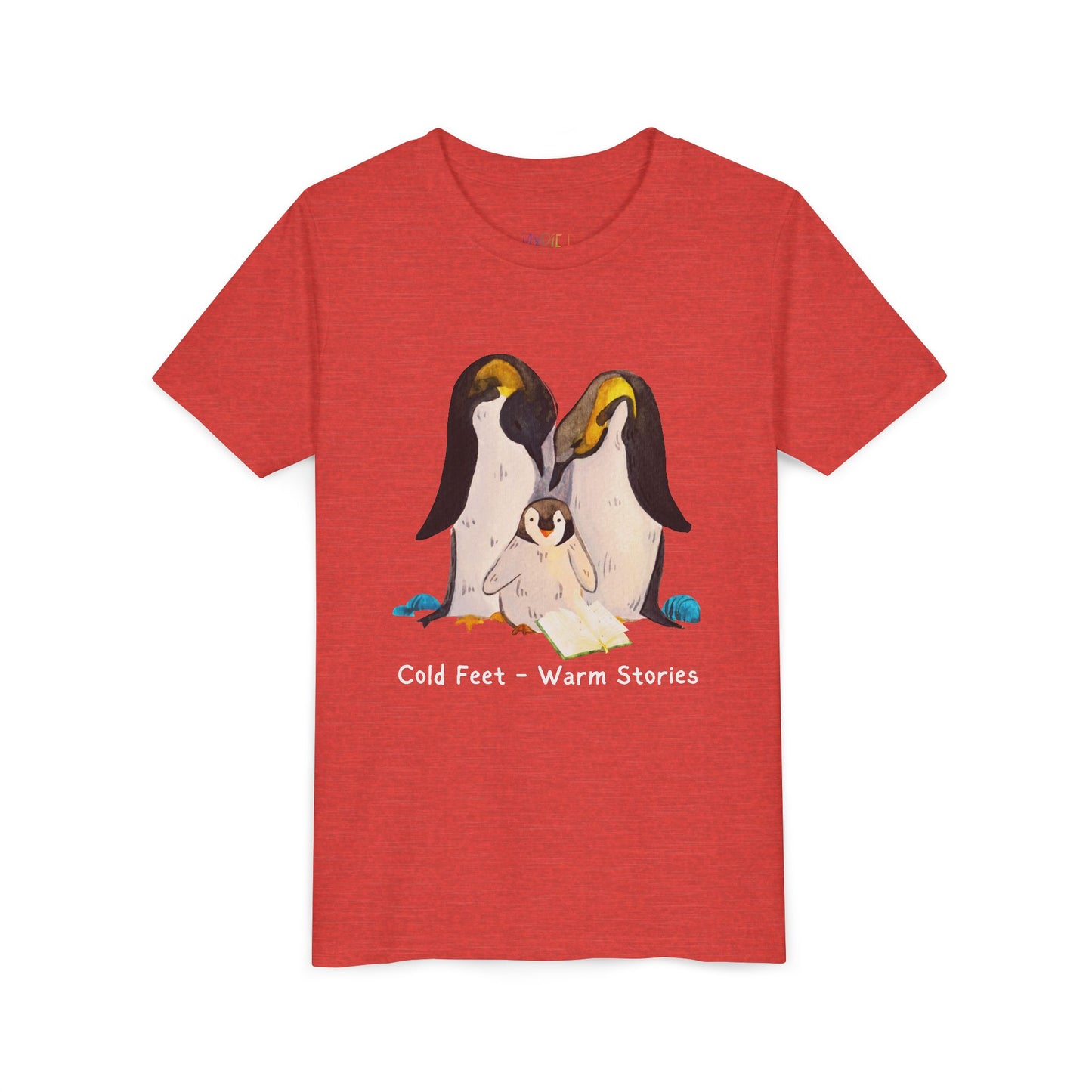 Youth Cold Feet β Warm Stories Tee β Cozy Penguin Shirt for Wintertime Readers