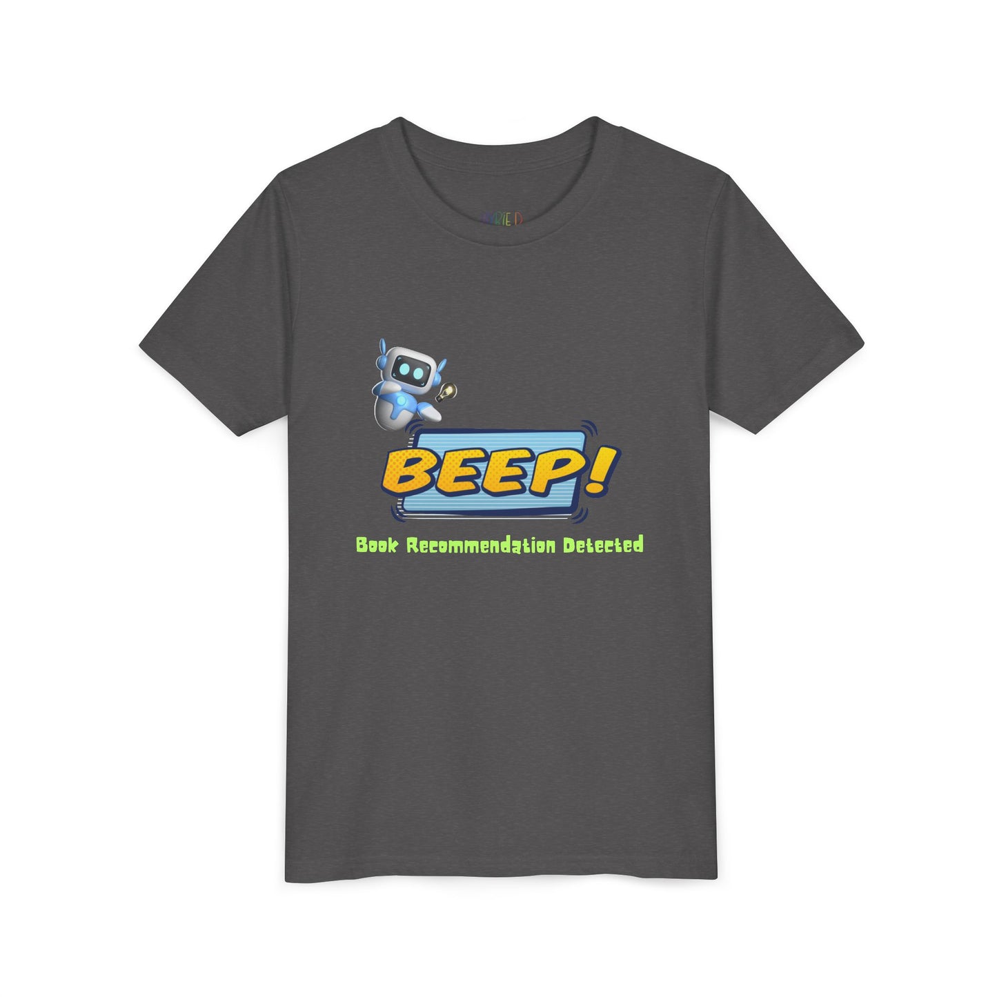 Youth BEEP! Tee – Book Recommendation Detected, Robot-Approved Reads, Perfect for young readers with high-tech taste and top-tier book picks.