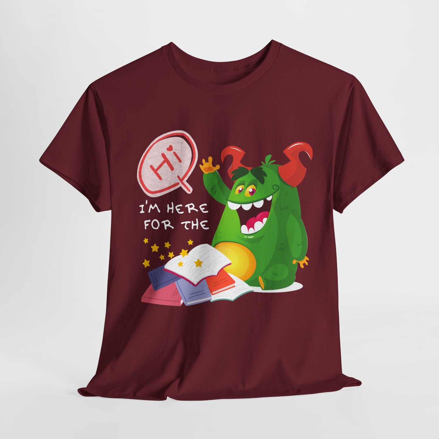 Teen/Adult Unisex “I’m Here for the Storytime” Tee – Cute Bookish Shirt for Fun-Loving Readers & Librarians