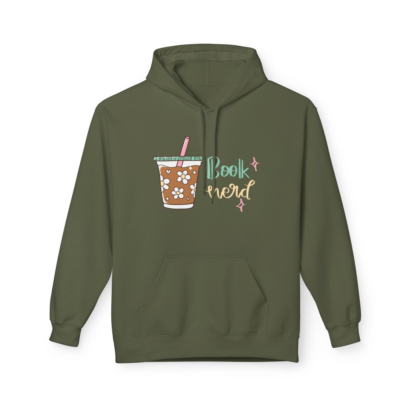 Teen/Adult Unisex Book Nerd Hoodie – Iced Coffee and Reading Vibes Design