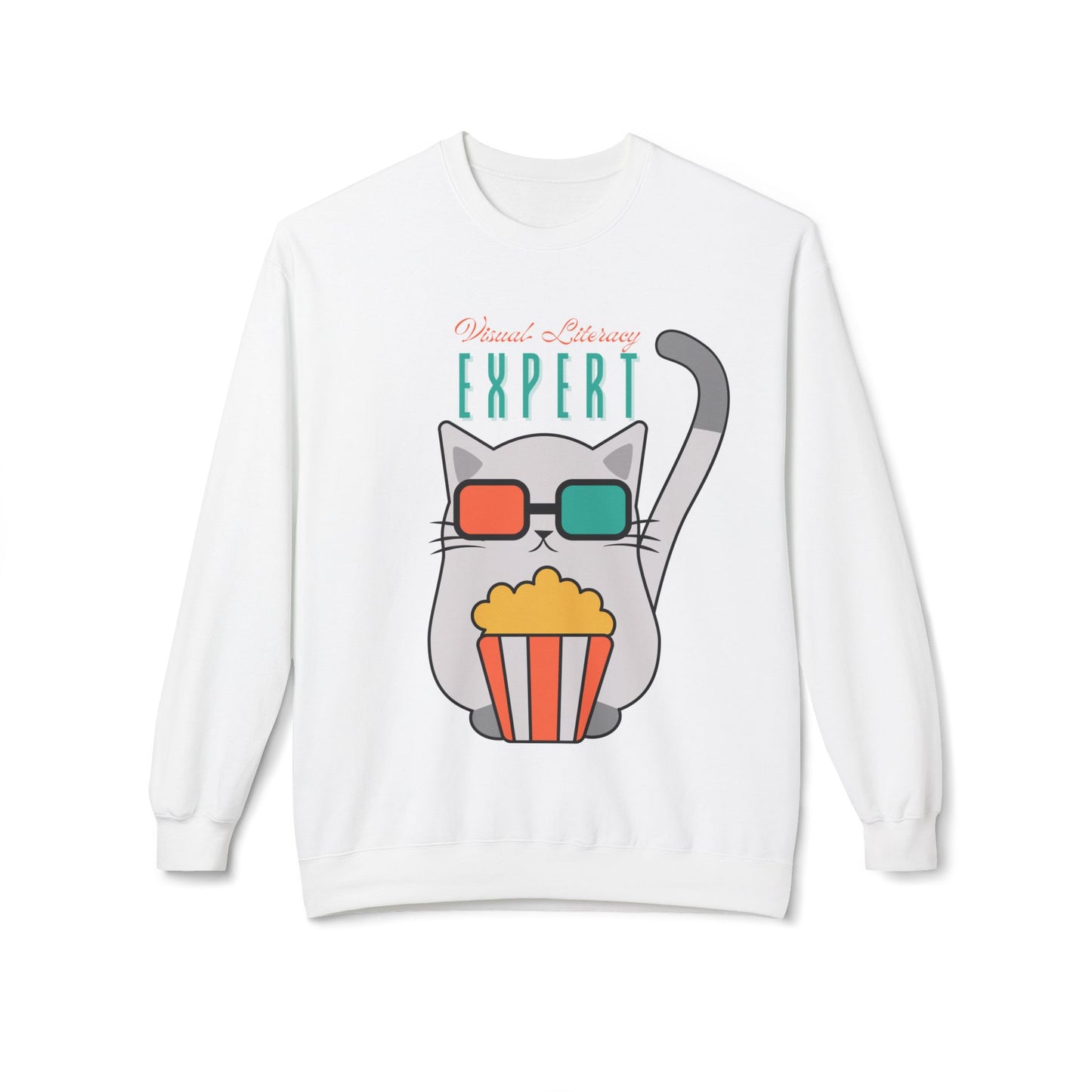 Teen/Adult Unisex Visual Literacy Expert Sweatshirt β Cute Cat Design for Movie & Book Lovers