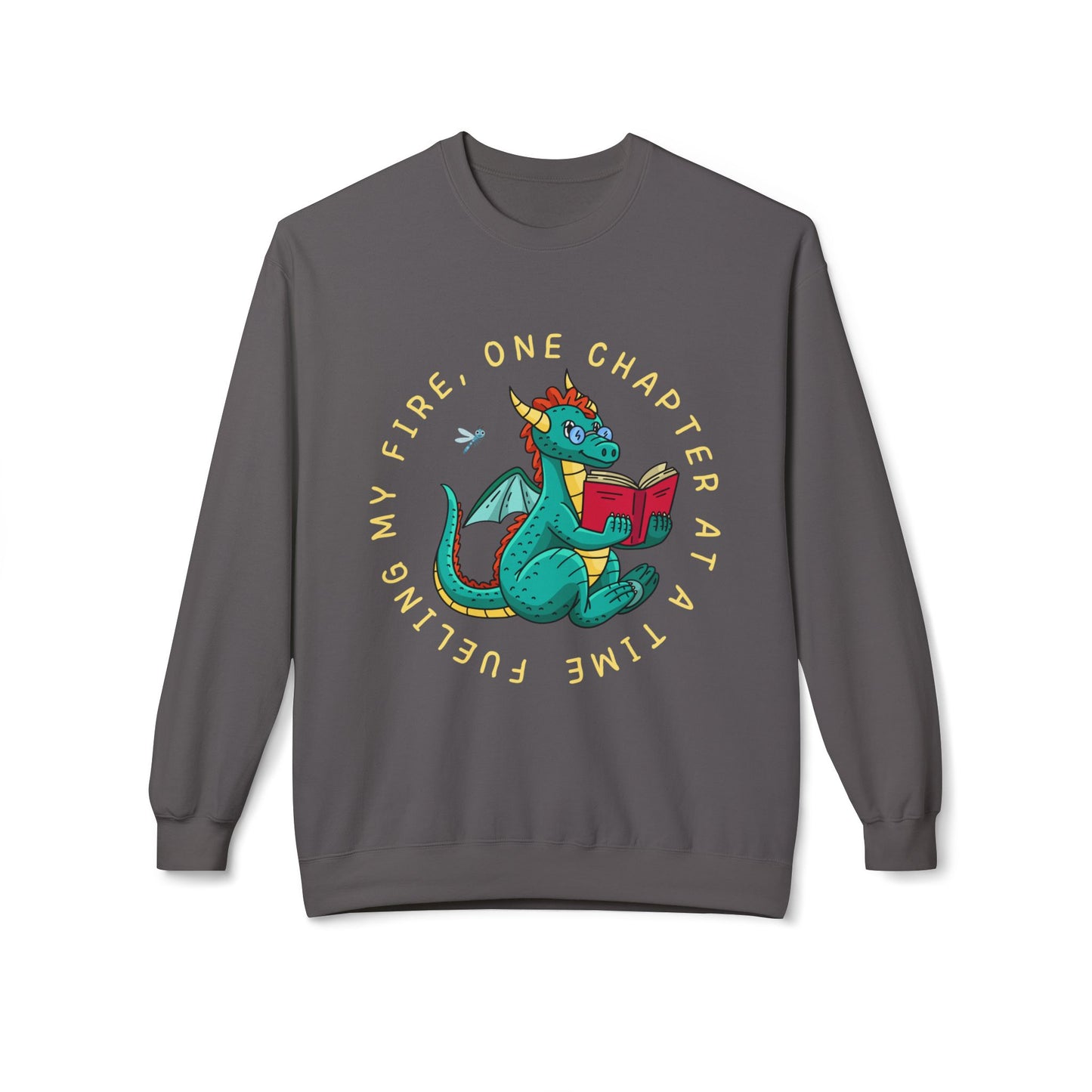 Teen/Adult Unisex Fueling My Fire Sweatshirt β Dragon Reading One Chapter at a Time