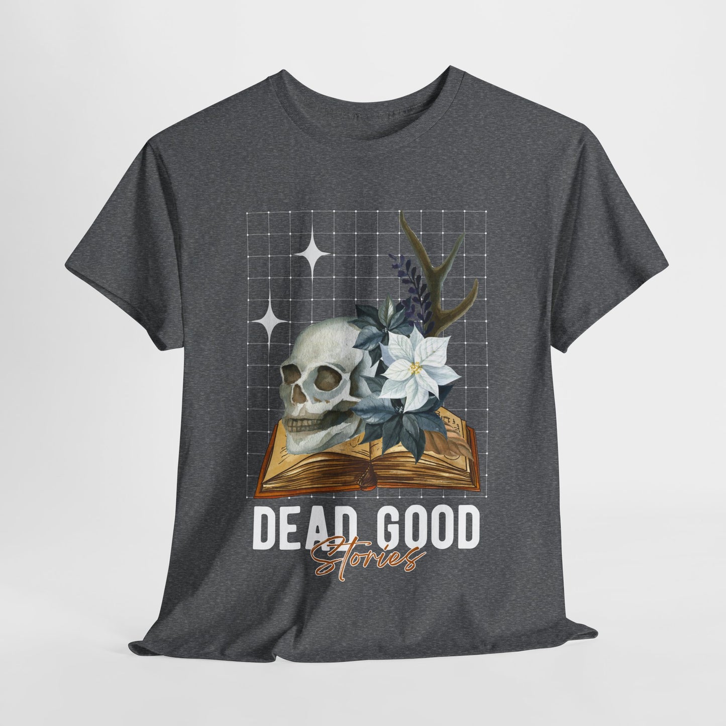 Teen/Adult Unisex Dead Good Stories T-Shirt β Skull & Book Horror Graphic Tee