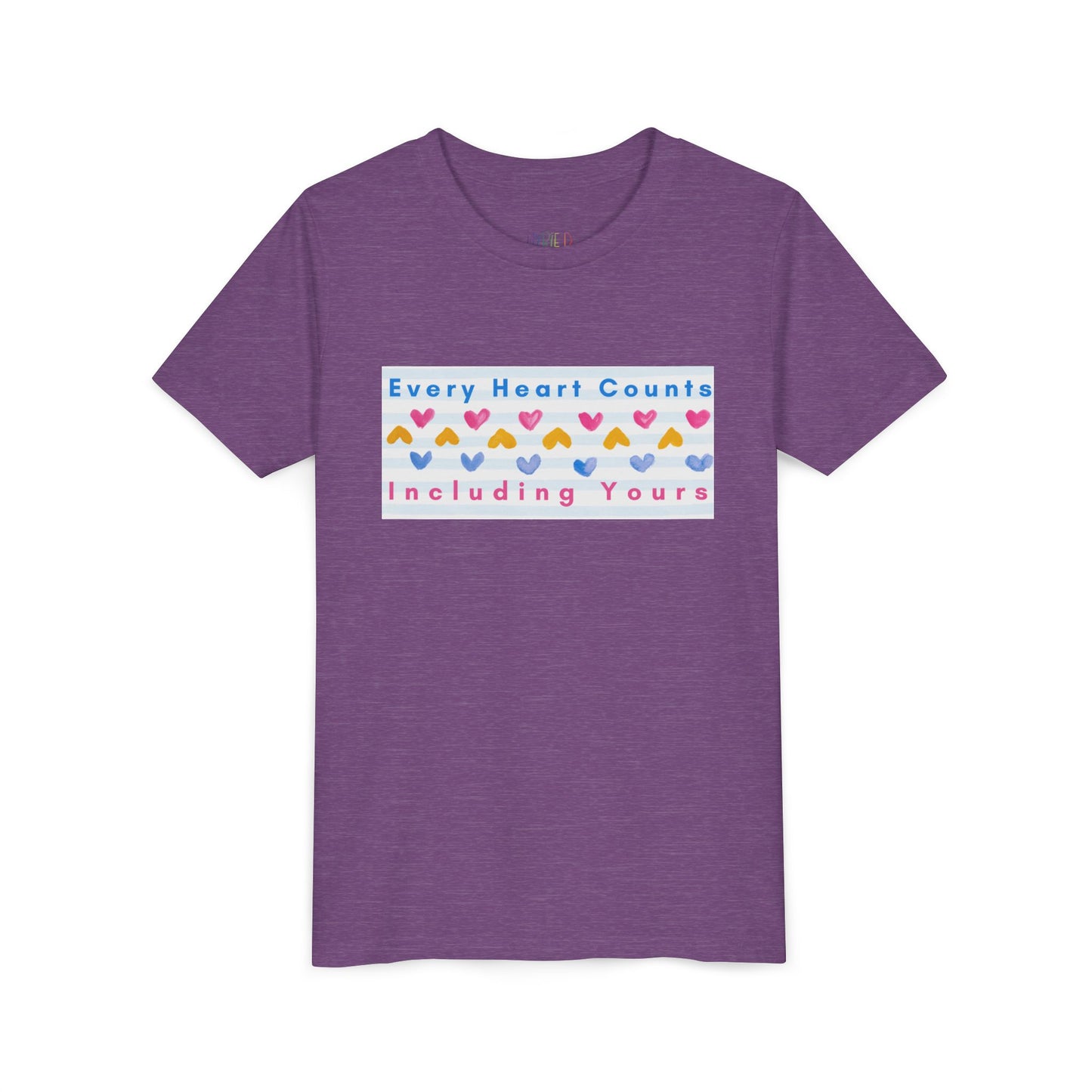Youth Every Heart Counts Tee – Confidence & Compassion, Worn Proudly