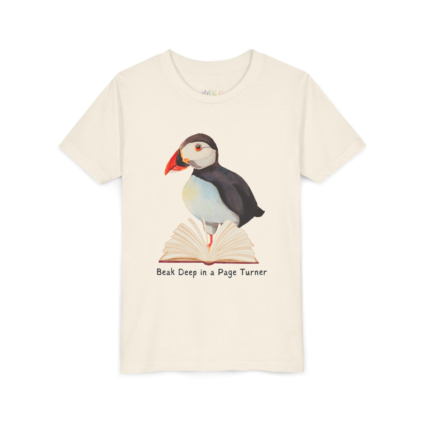 Youth Beak Deep in a Page Turner Tee – Puffin Reading Shirt for Focused Little Bookworms