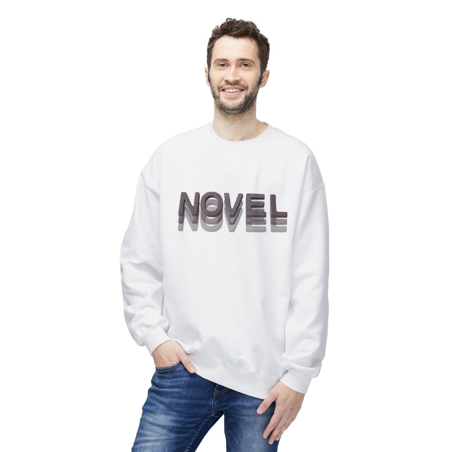 Teen/Adult Unisex NOVEL Sweatshirt, Minimalist 3D Typography Design for Book Lovers
