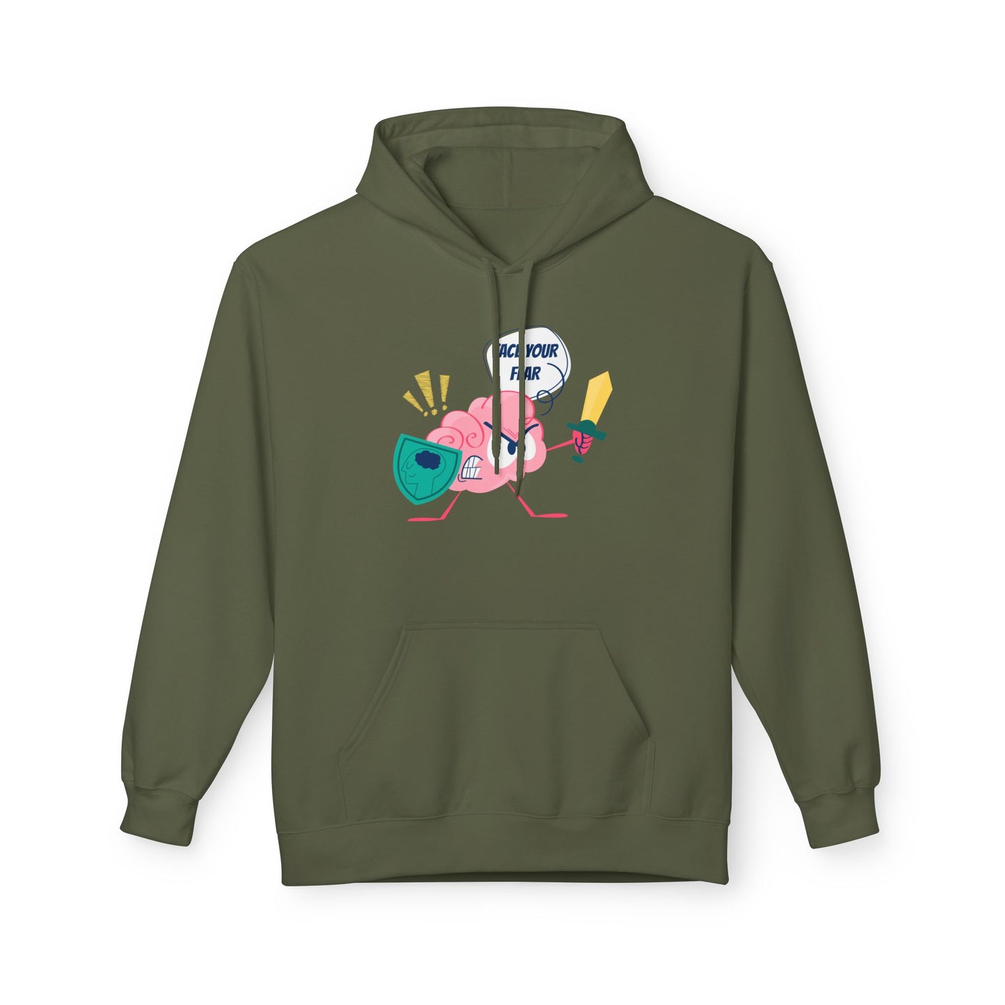 Teen/Adult Unisex Face Your Fear Hoodie – Motivational Brain Warrior Design