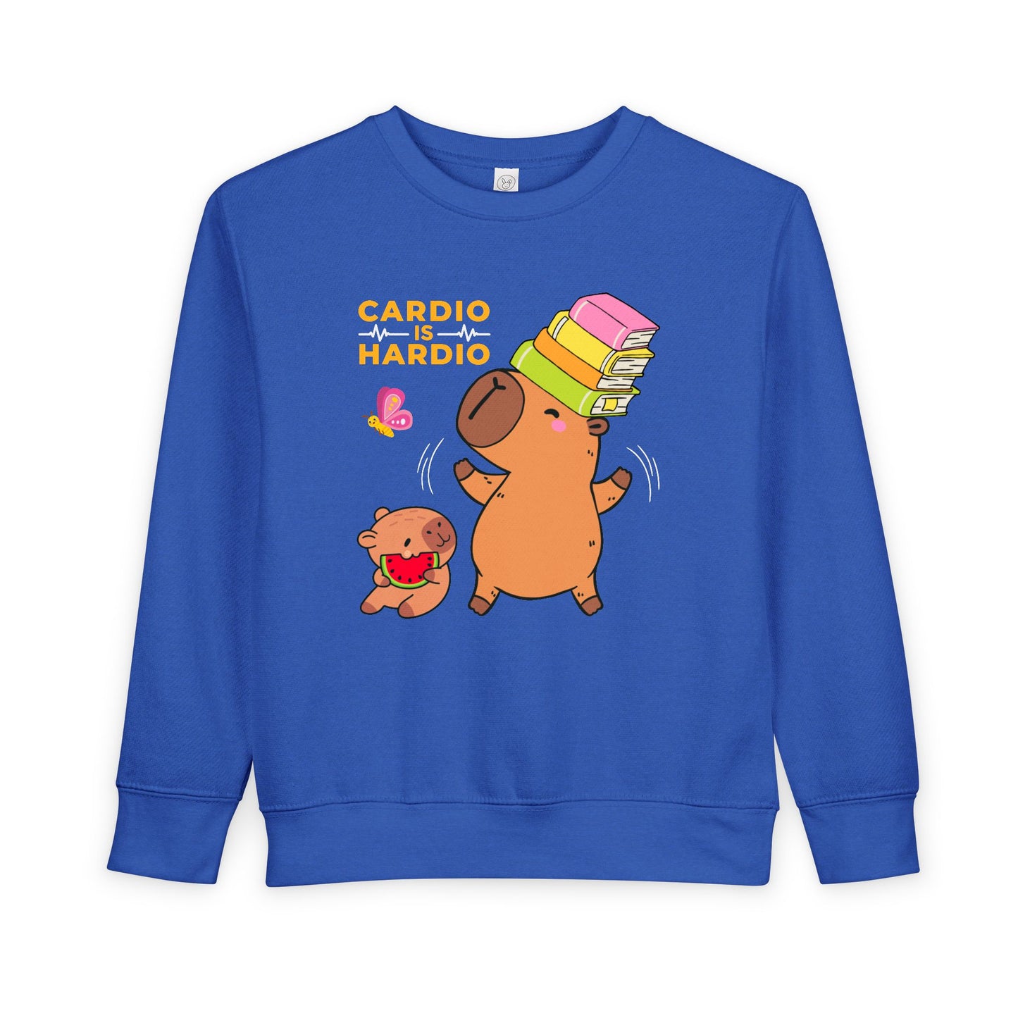Toddler Cardio Is Hardio Sweatshirt – Funny Capybara Book Balancing Crewneck
