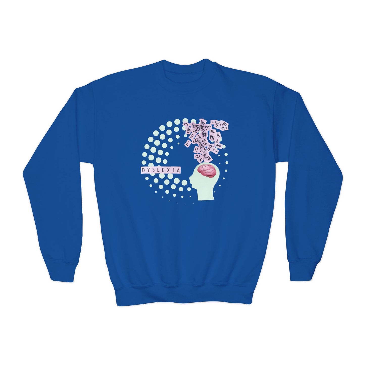 Youth Dyslexia Awareness Sweatshirt β Different Brains, Brilliant Minds