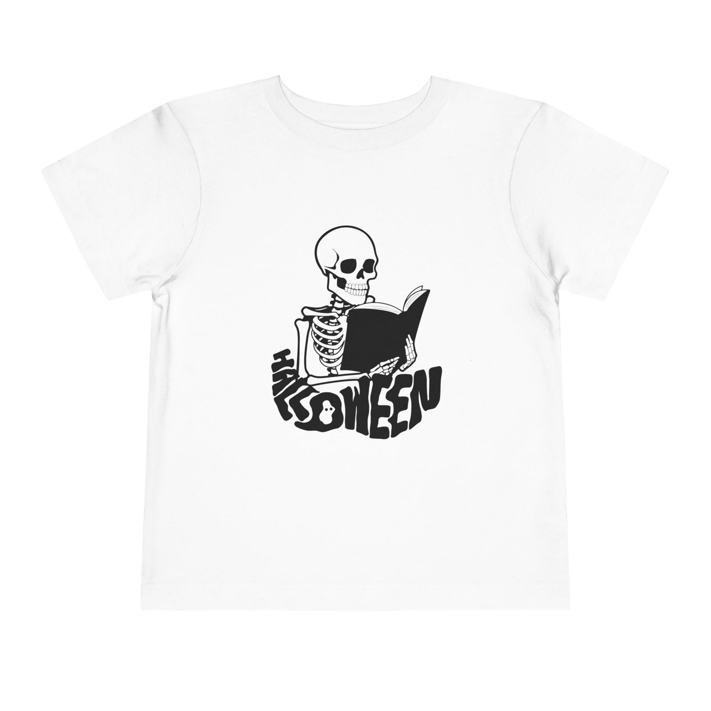 Toddler Halloween Reading Tee – Spooky Skeleton Book Lover Shirt