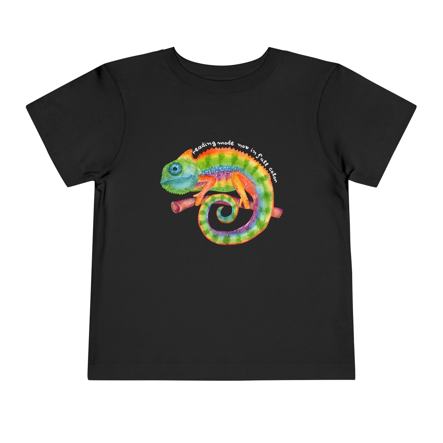 Toddler Reading Mode Chameleon Tee – Vibrant Book Lover Shirt for Kids