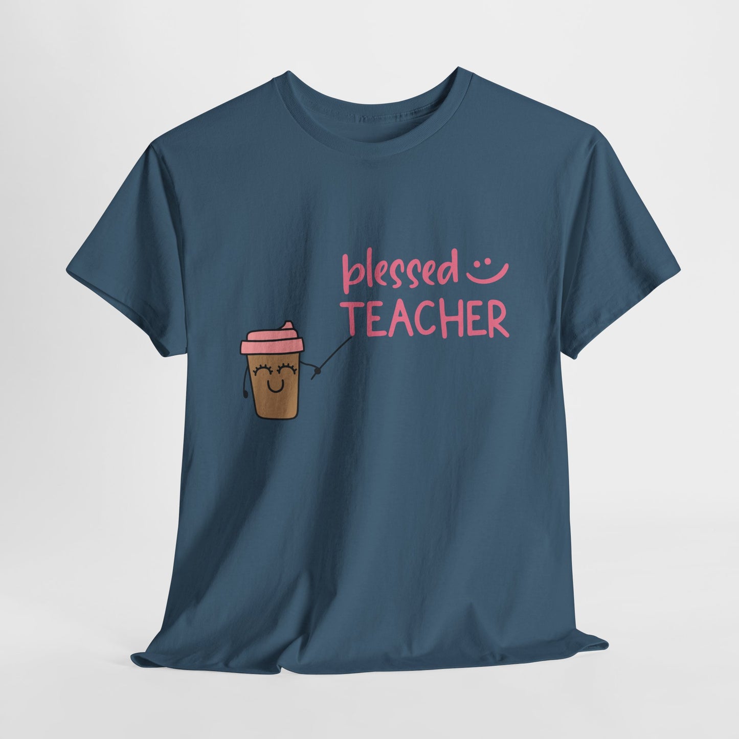 Teen/Adult Unisex Blessed Teacher Coffee Tee – Cute & Cozy for Caffeinated Educators