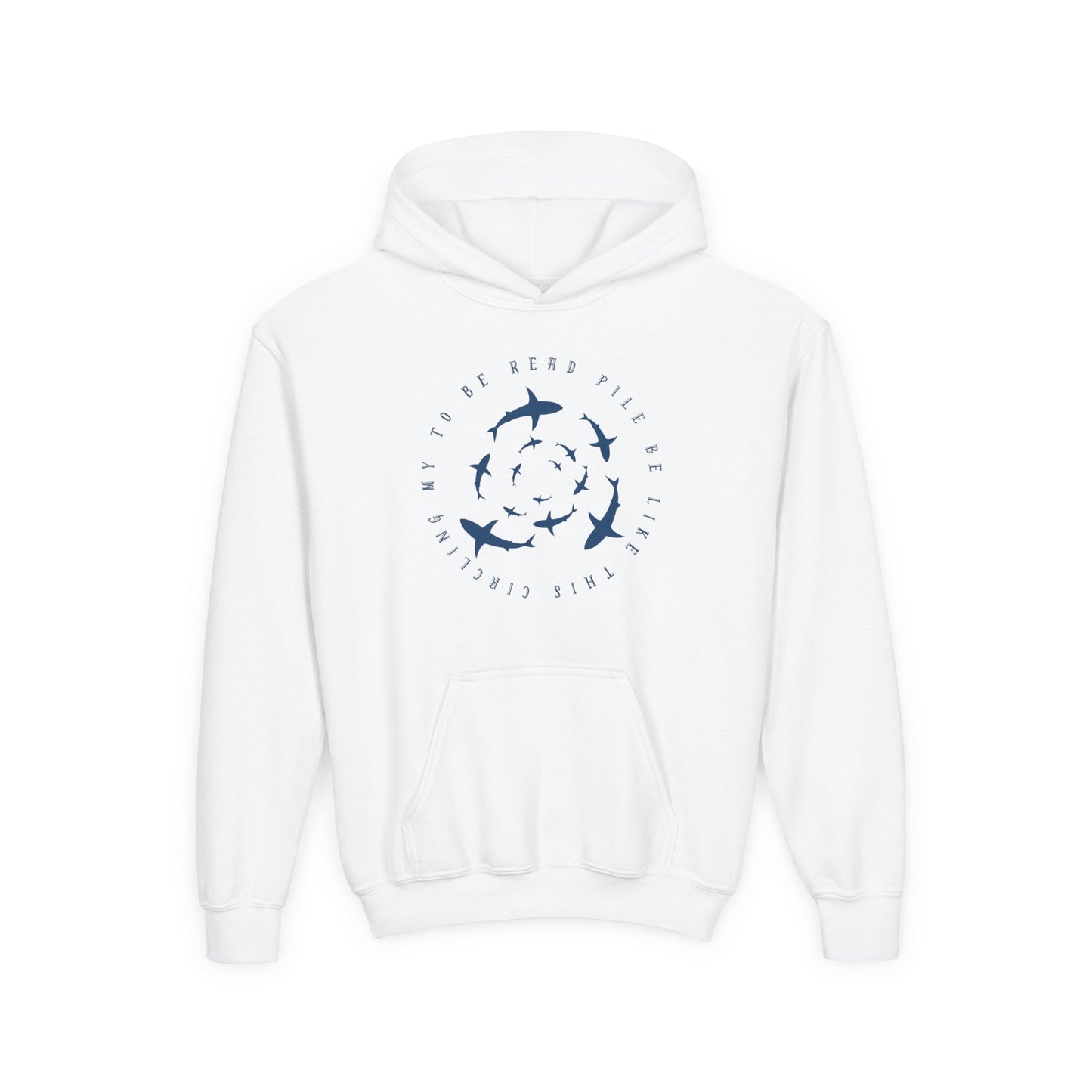 Youth Circling My TBR Pile Hoodie – Shark-Level Reader Energy!