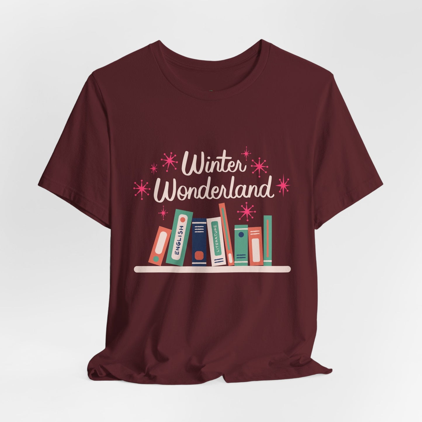 Teen/Adult Unisex Winter Wonderland T-Shirt – Book Lover Holiday Design Printify