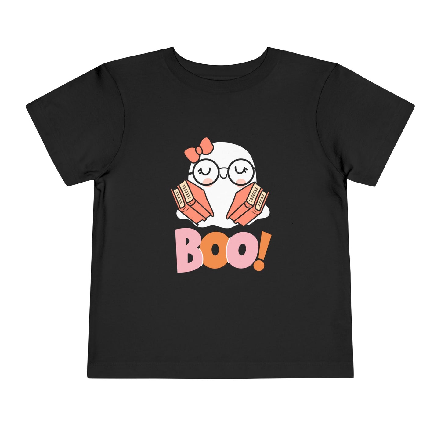 Toddler Halloween "Boo!" Ghost Reader Tee – Spooky Cute Bookish Shirt