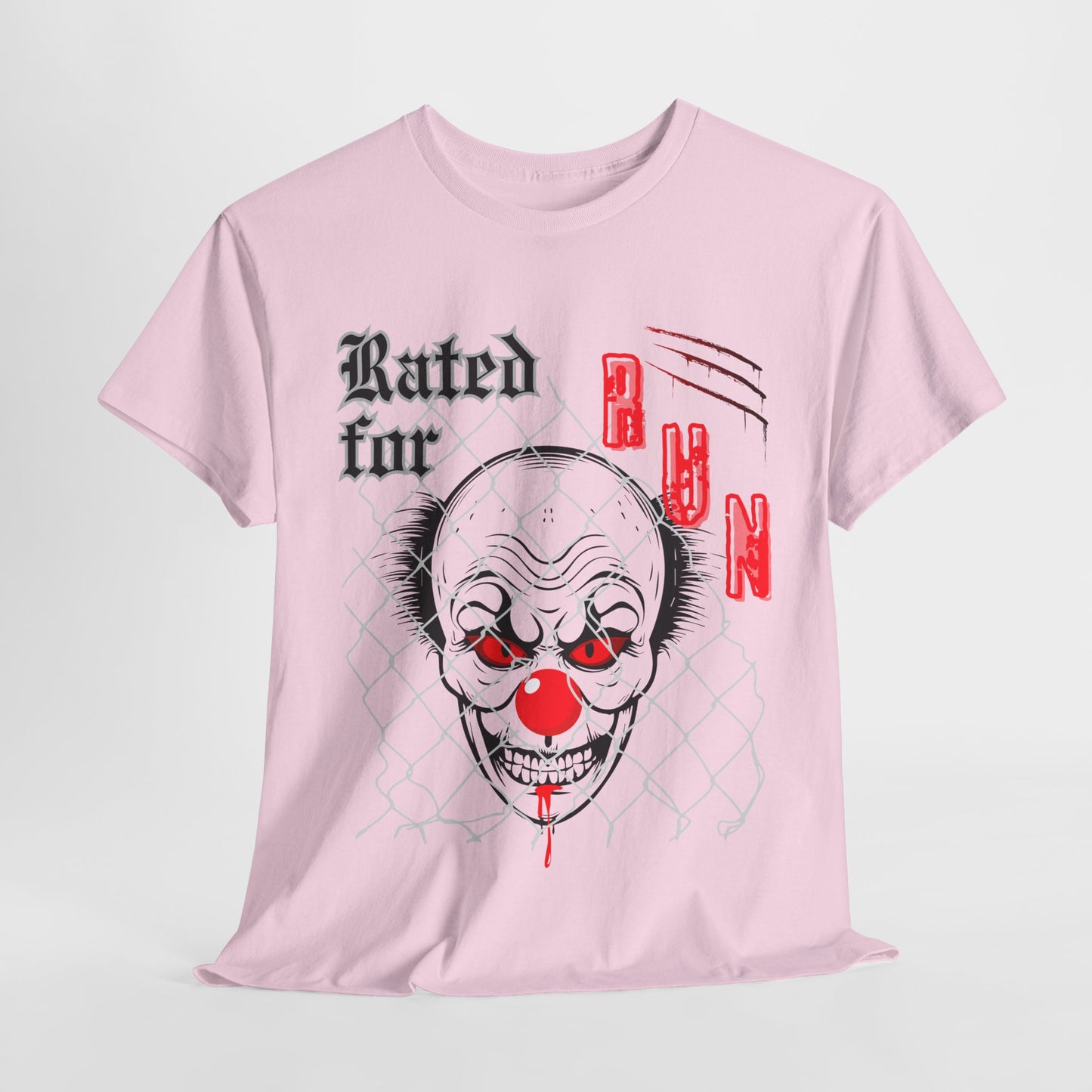 Teen/Adult Unisex Rated for Run T-Shirt – Creepy Clown Horror Graphic Tee
