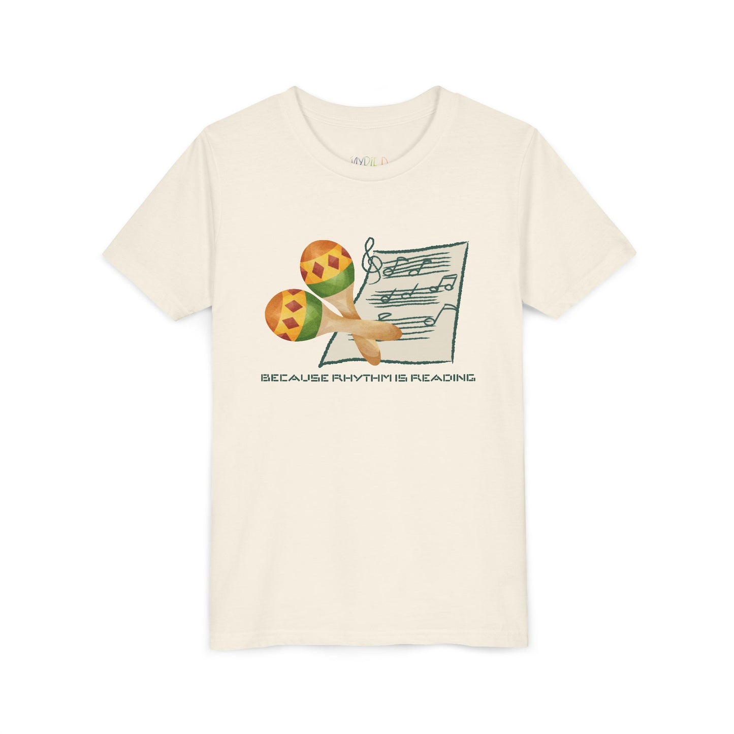 Youth Because Rhythm Is Reading Tee – Maracas Shirt for Kids Who Read Music Like a Book