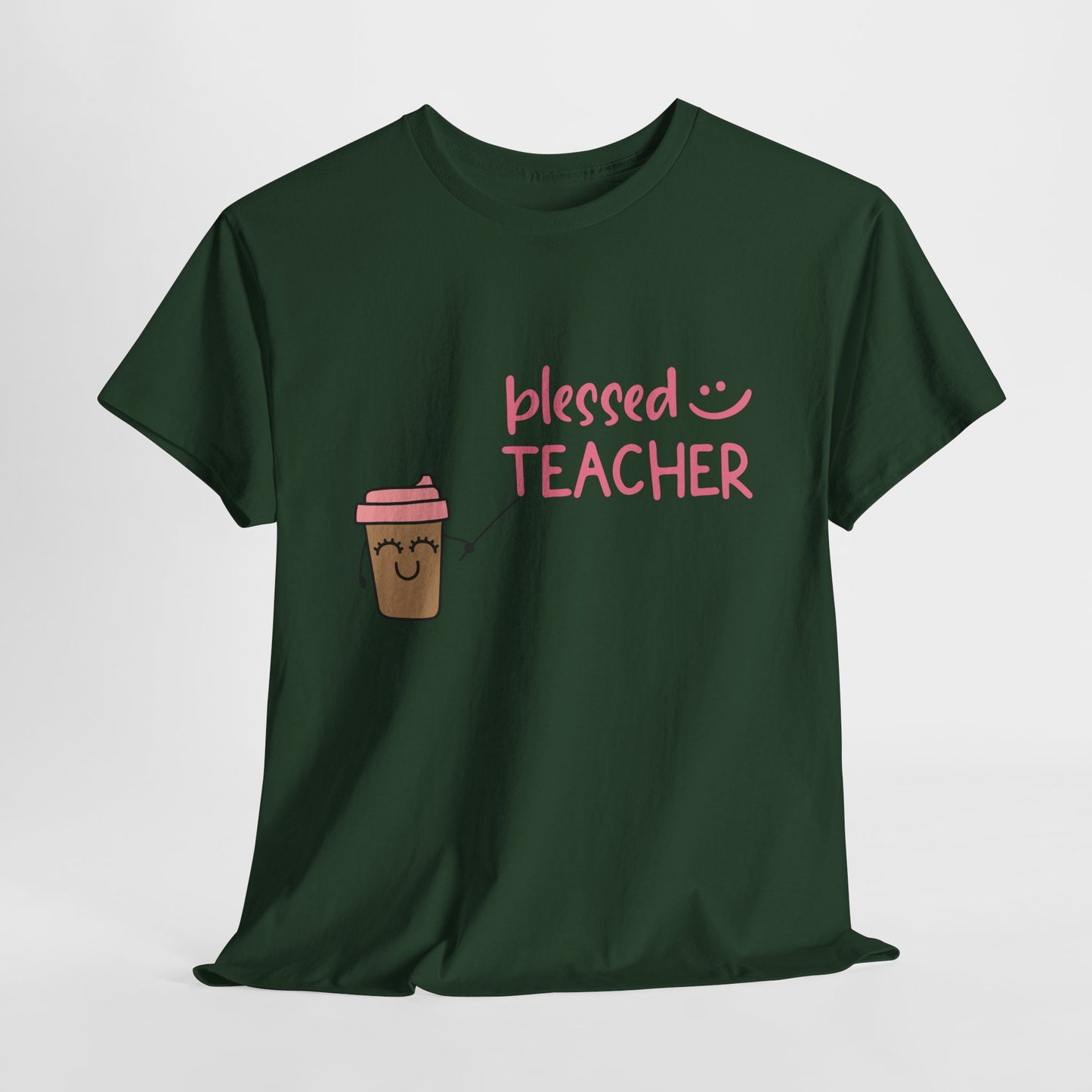Teen/Adult Unisex Blessed Teacher Coffee Tee – Cute & Cozy for Caffeinated Educators