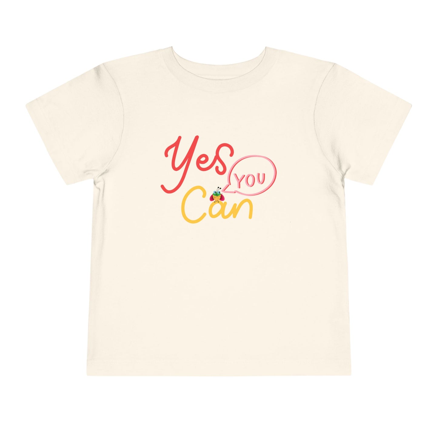 Beige t-shirt with 'Yes You Can' text design