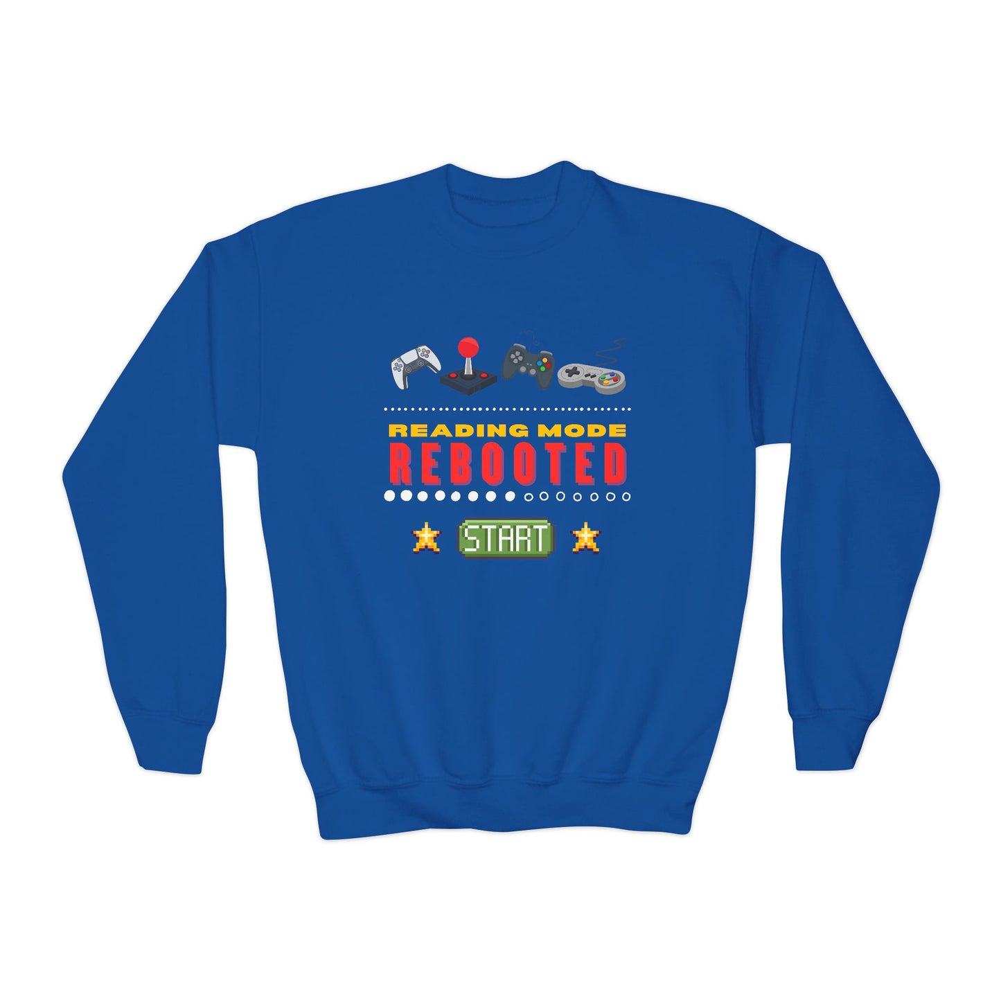 Youth Reading Mode Rebooted Sweatshirt โ Game On for Great Stories!