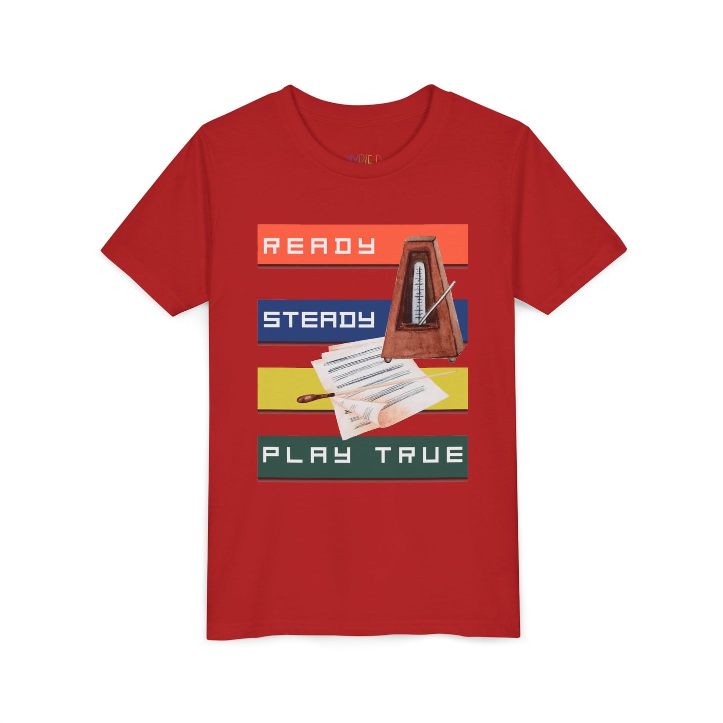 Youth Ready. Steady. Play True Tee – Metronome Shirt for Focused Young Musicians