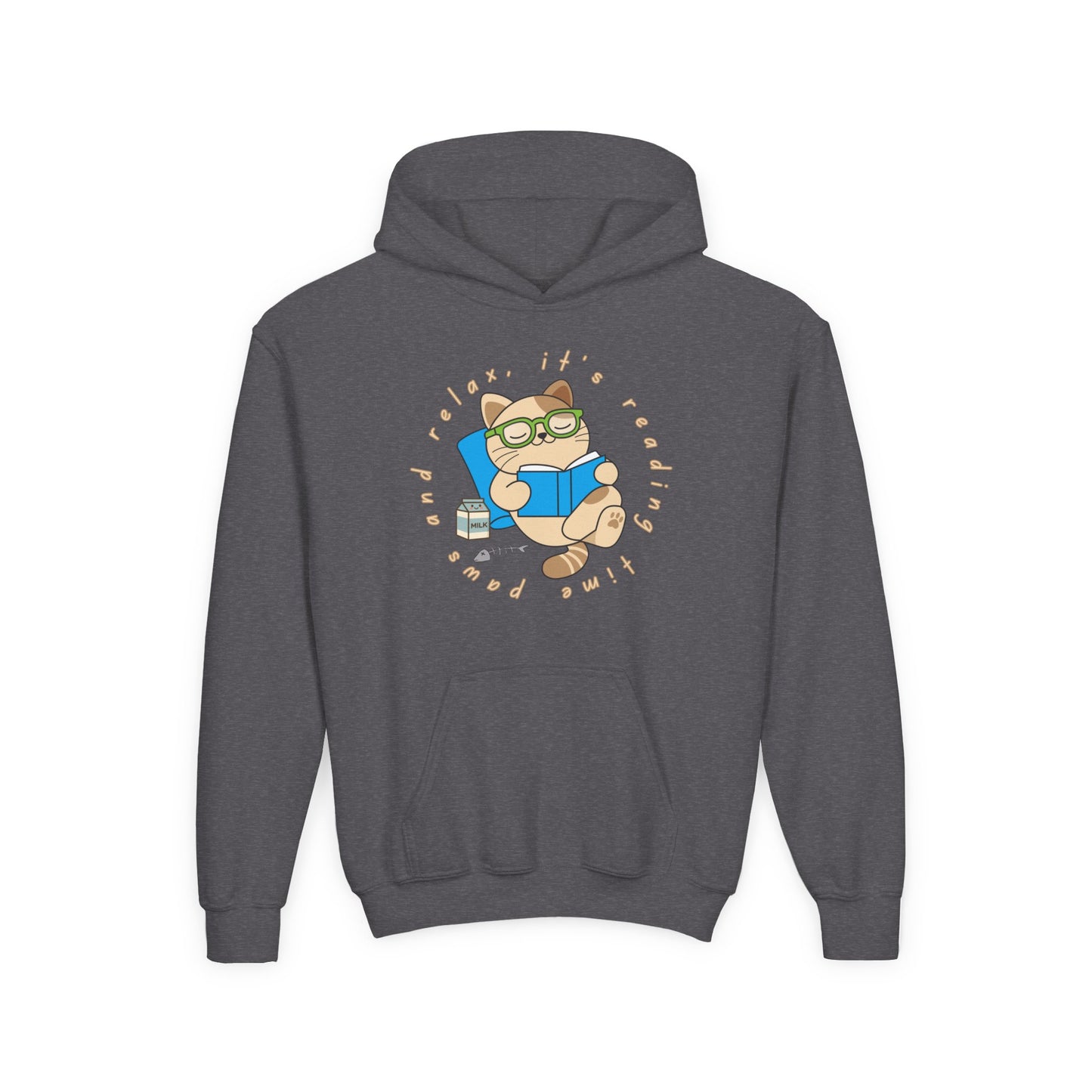Youth Reading Hoodie – Time Paws and Relax, It’s Reading Time