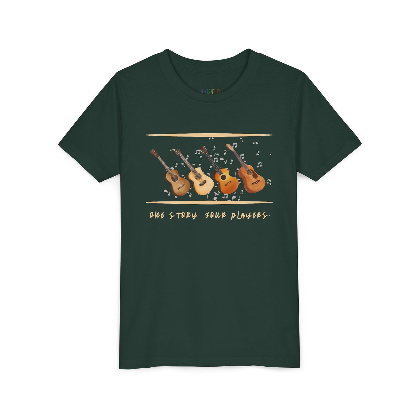 Youth One Story. Four Players. Tee β Guitar Ensemble Shirt for Collaborative Creatives (Words Edition)