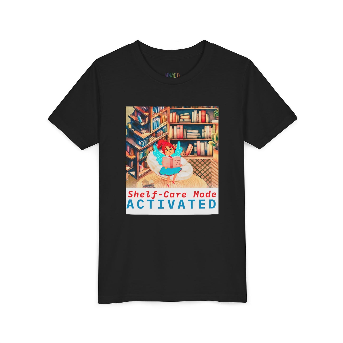Youth Shelf-Care Mode Activated Youth Tee – Recharge with a Good Book
