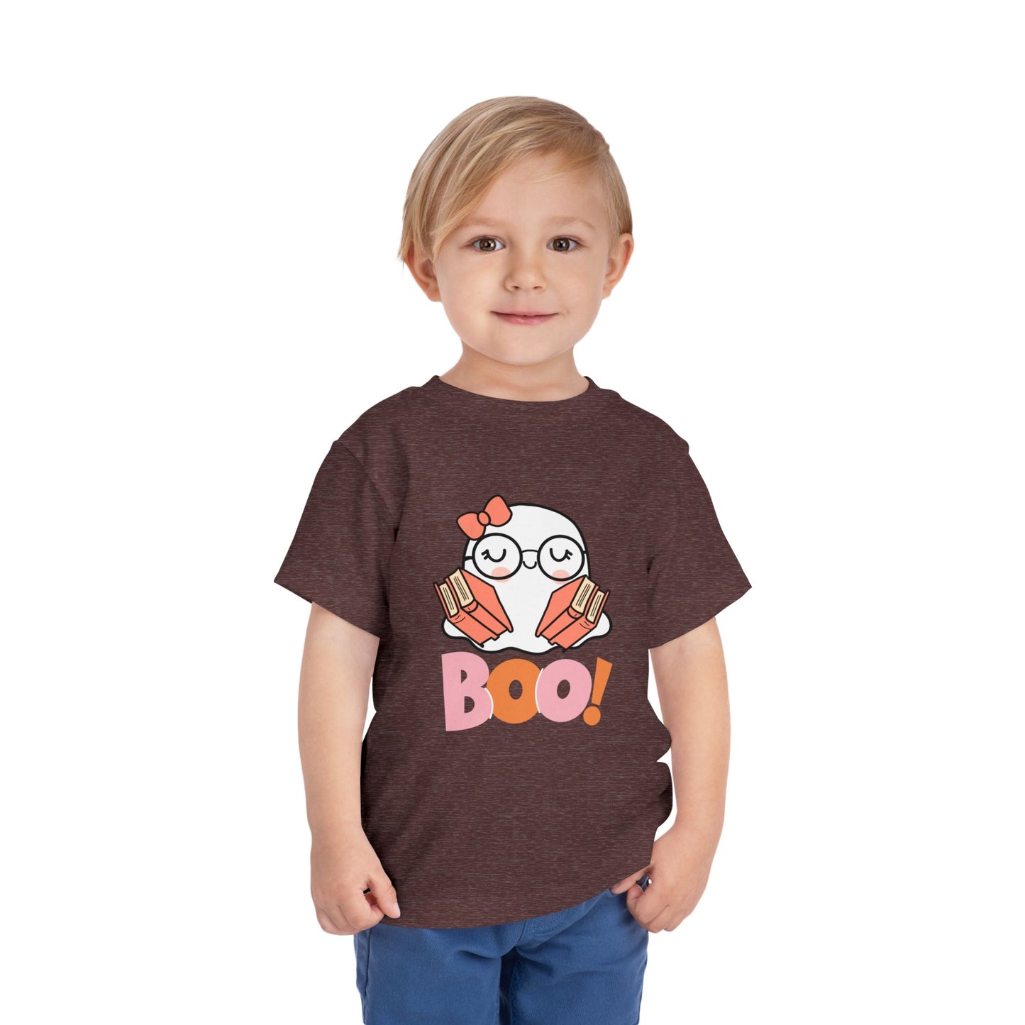 Toddler Halloween "Boo!" Ghost Reader Tee – Spooky Cute Bookish Shirt