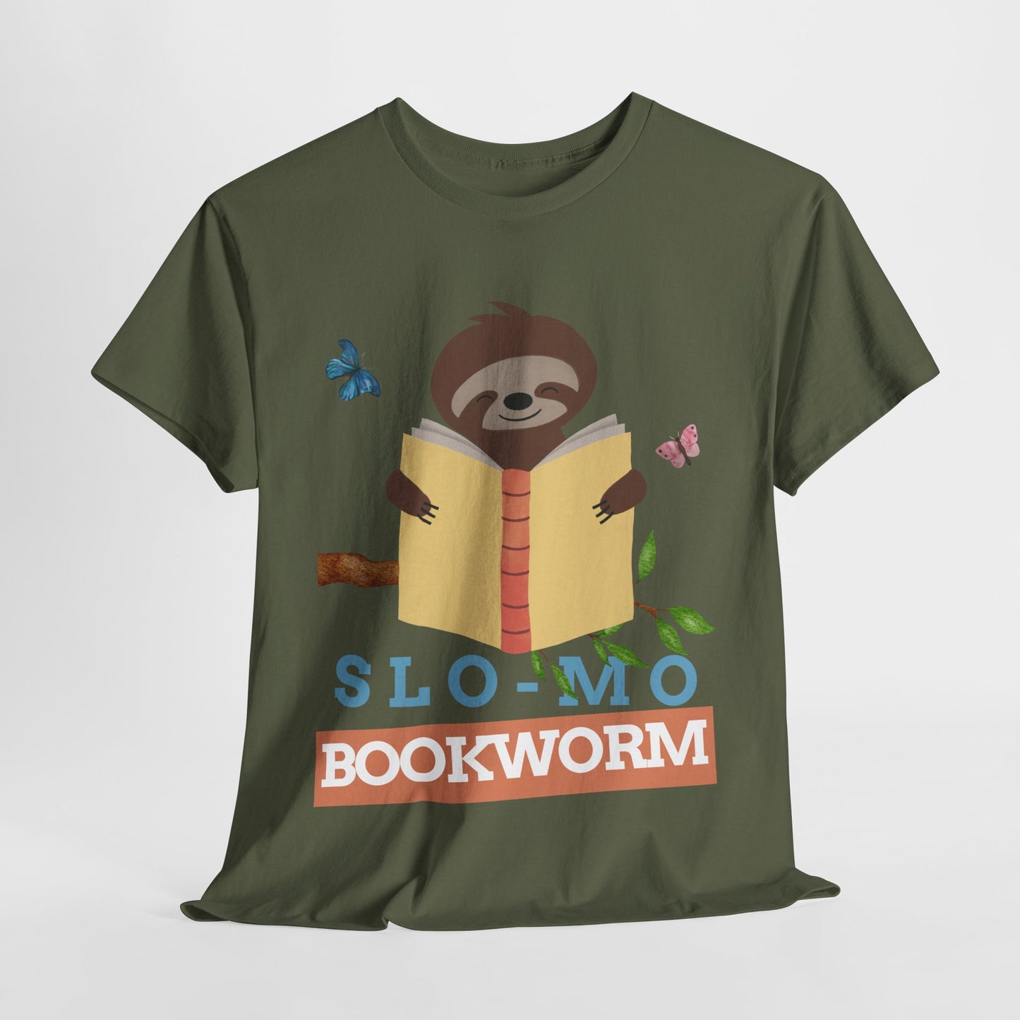 Teen/Adult Unisex – Slo-Mo Bookworm Sloth Tee
