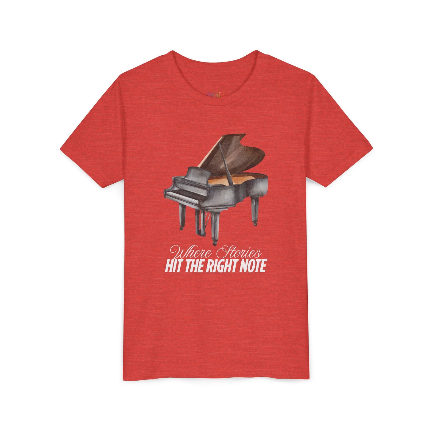 Youth Where Stories Hit the Right Note Tee – Piano Shirt for Kids Who Love Music and Meaning