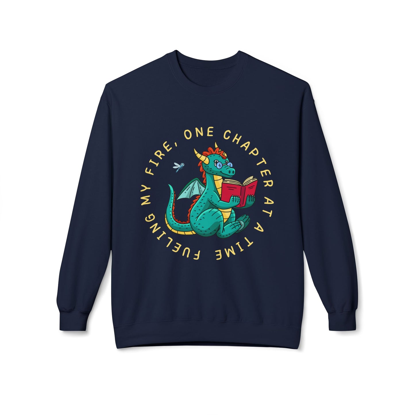 Teen/Adult Unisex Fueling My Fire Sweatshirt β Dragon Reading One Chapter at a Time