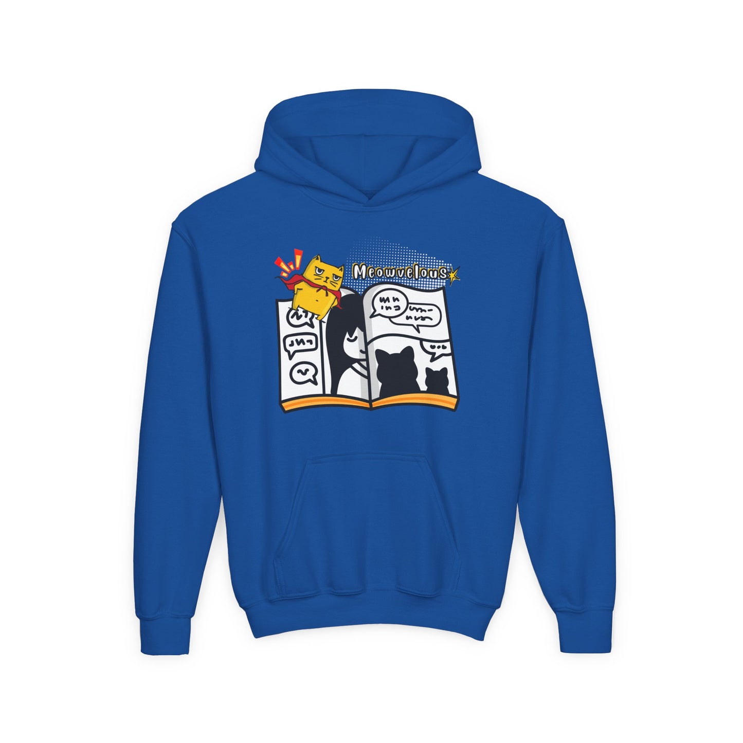 Youth Reading Hoodie – Meowvelous Comic Cat