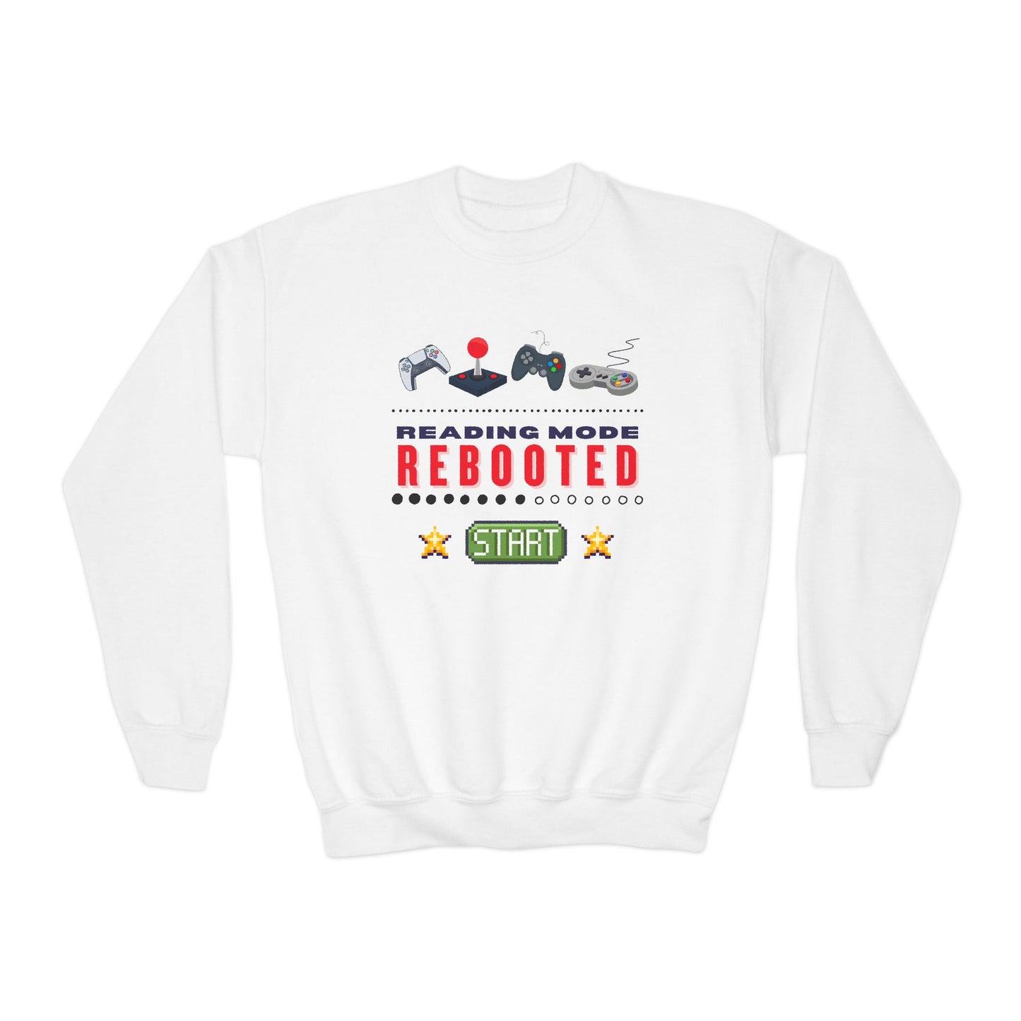 Youth Reading Mode Rebooted Sweatshirt โ Game On for Great Stories!