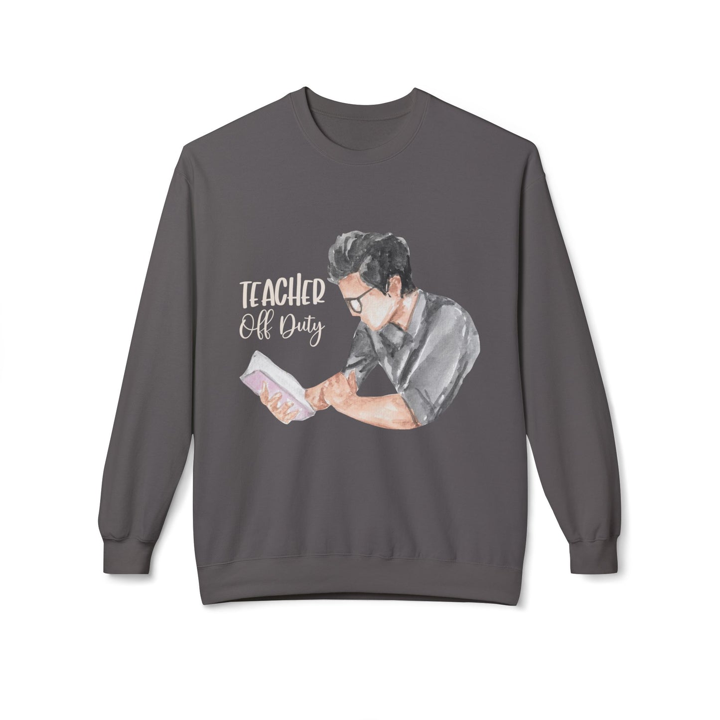 Teen/Adult Unisex Teacher Off Duty Sweatshirt β Book Lover Watercolor Crewneck