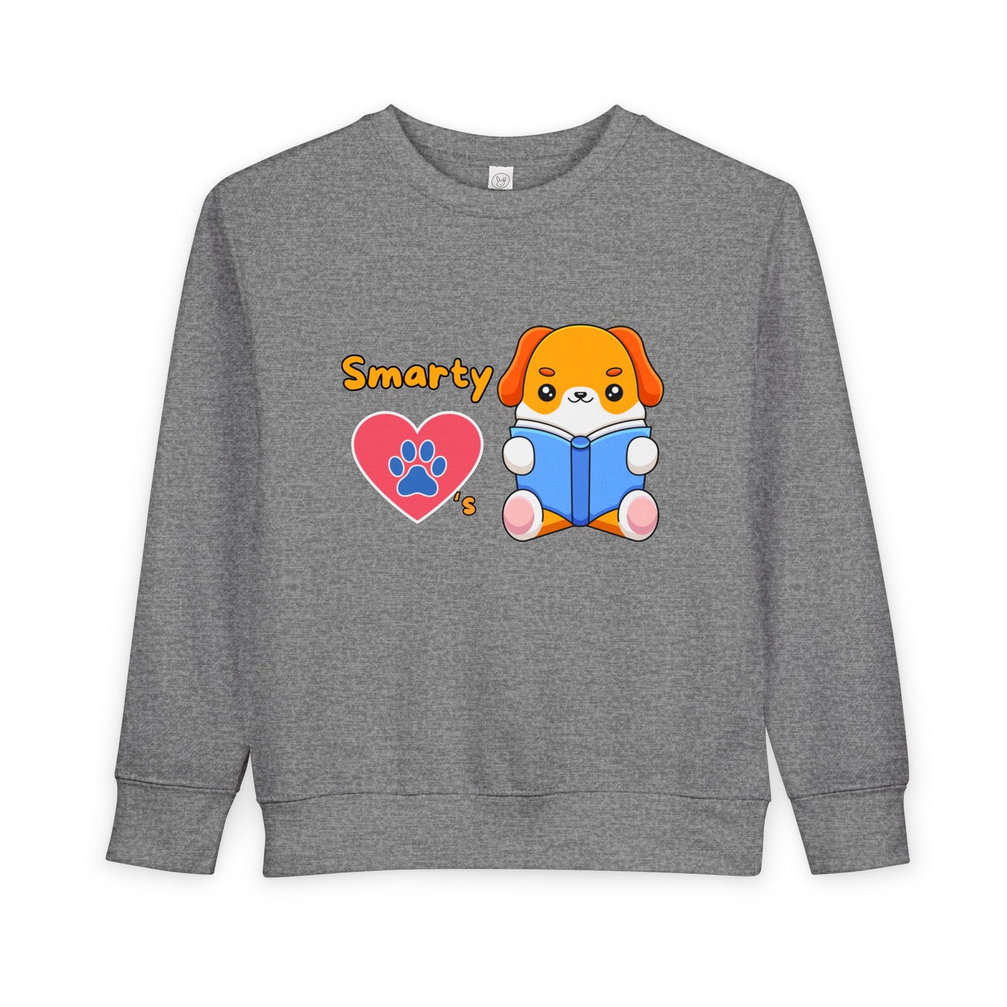 Toddler Smarty Paws Sweatshirt โ Cute Reading Puppy Crewneck for Little Learners