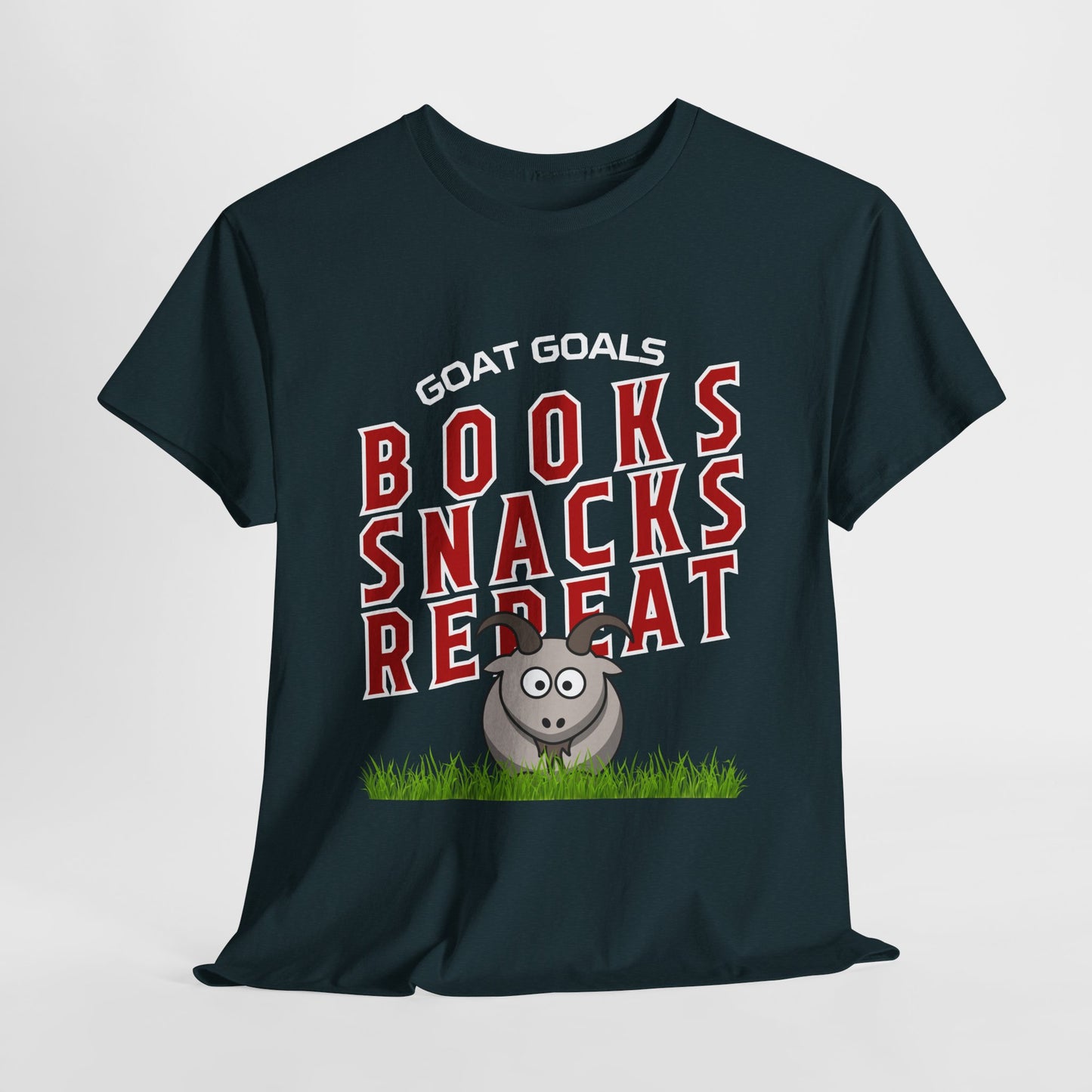 Teen/Adult Unisex – Goat Goals Books Snacks Repeat Tee